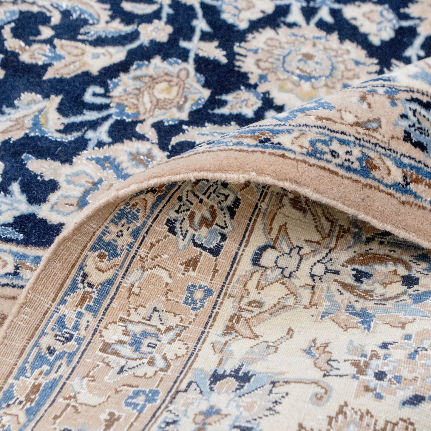 ANTIQUE PERSIAN FINE NAIM NAVY / IVORY