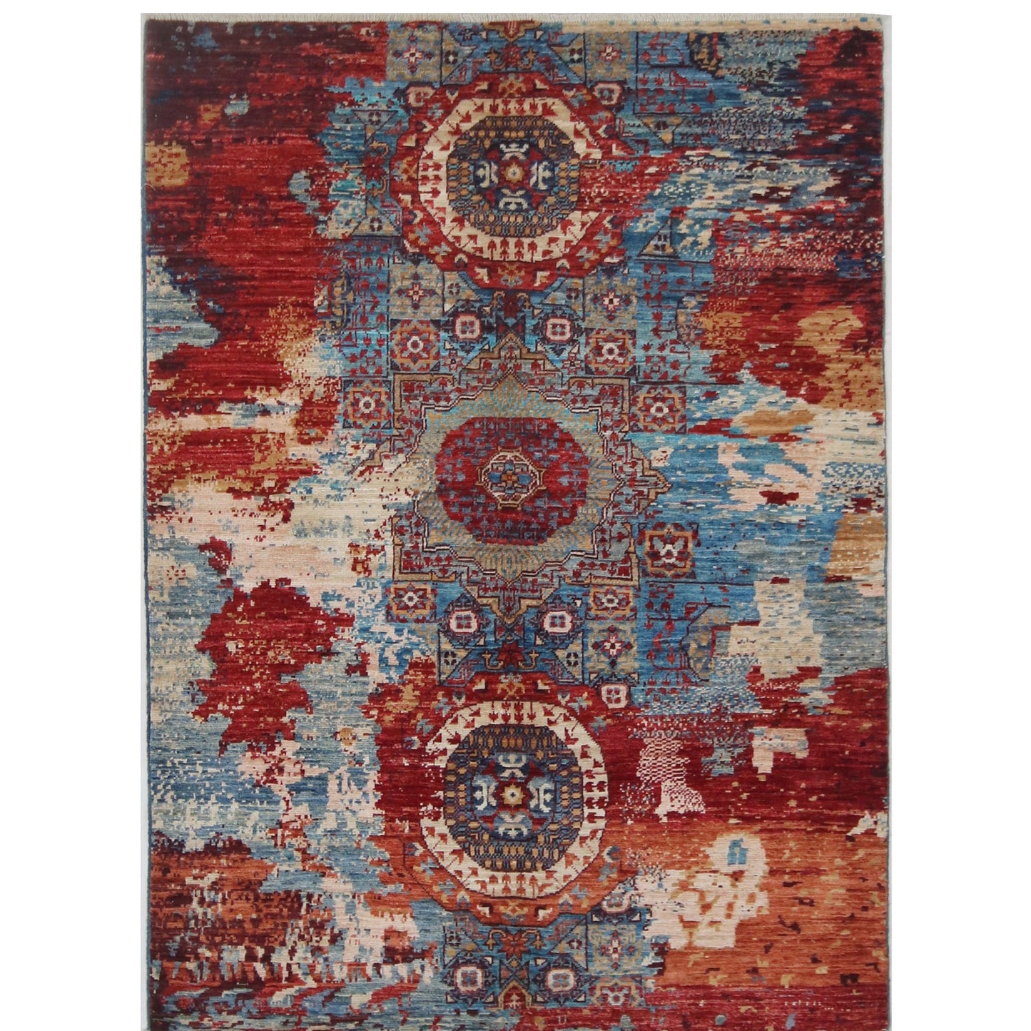 ARYANA ARYAN LIGHT BLUE / RED 4' X 5'10"