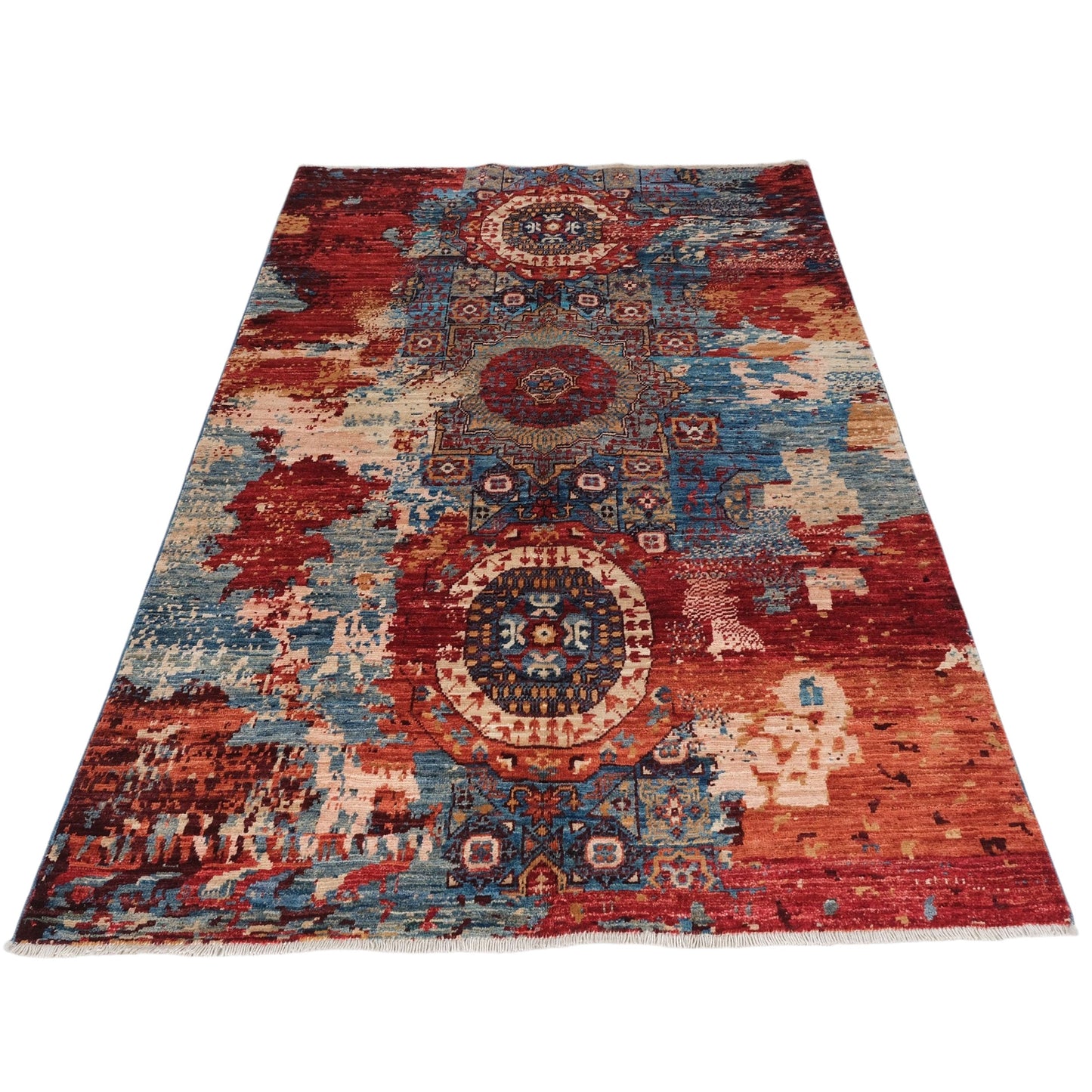 ARYANA ARYAN LIGHT BLUE / RED 4' X 5'10"