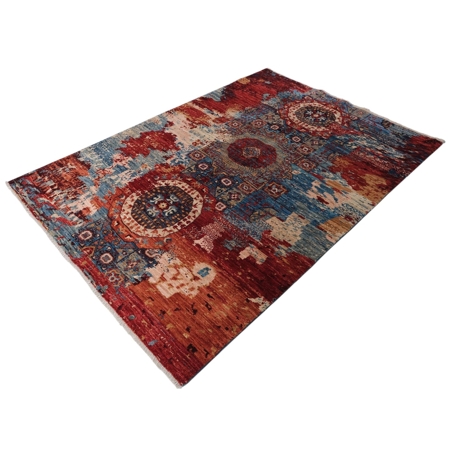 ARYANA ARYAN LIGHT BLUE / RED 4' X 5'10"