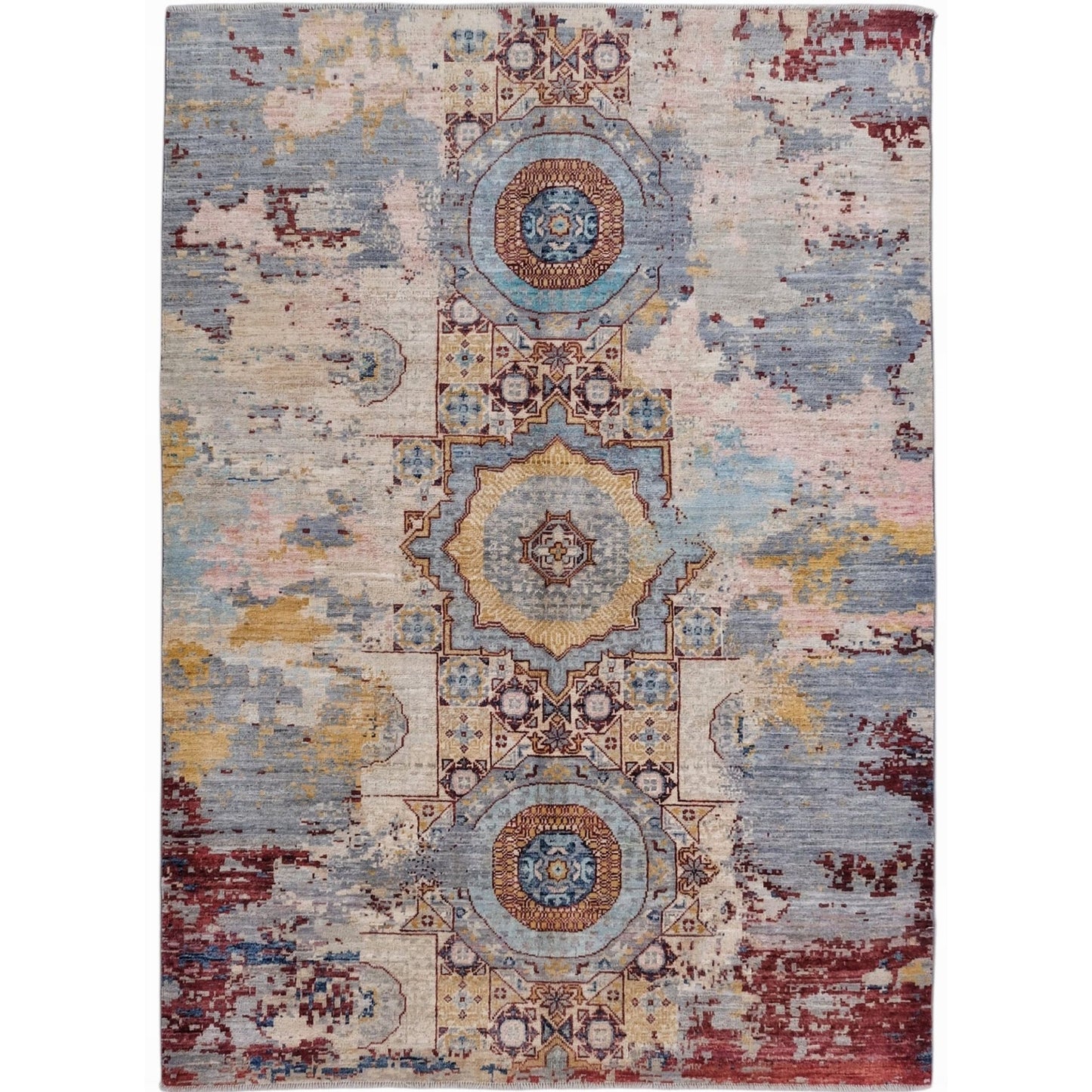 ARYANA ARYAN LIGHT BLUE / RED 5' X 6'10"