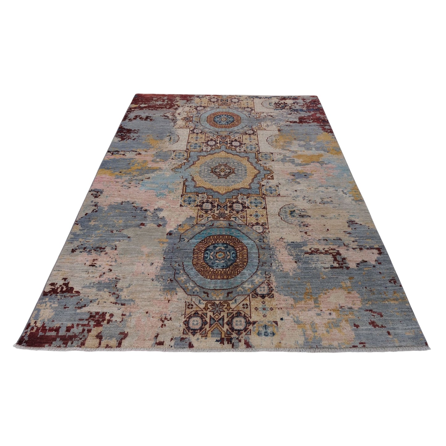 ARYANA ARYAN LIGHT BLUE / RED 5' X 6'10"