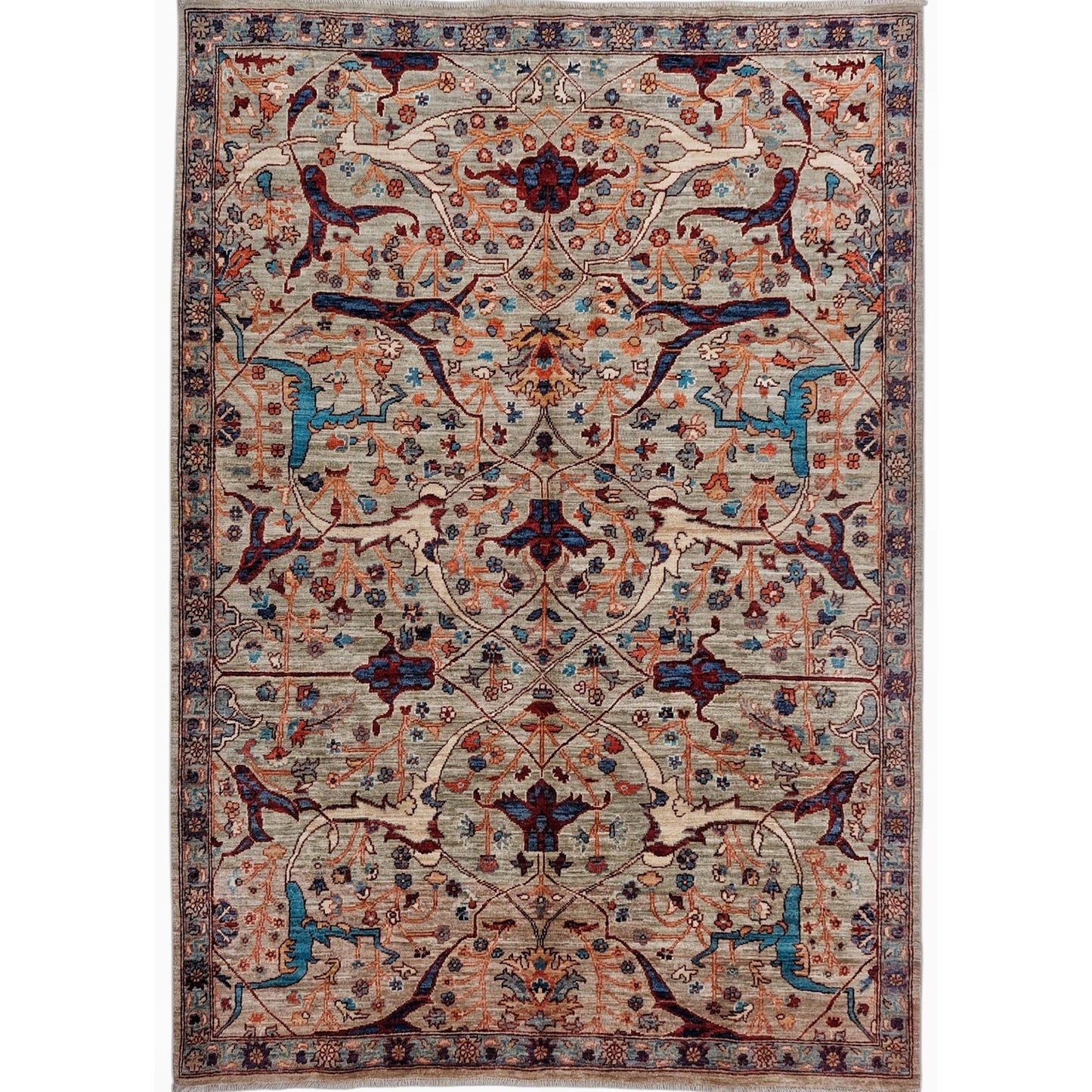 ARYANA ARYAN LIGHT GREEN / NAVY 4'11" X 6'11"