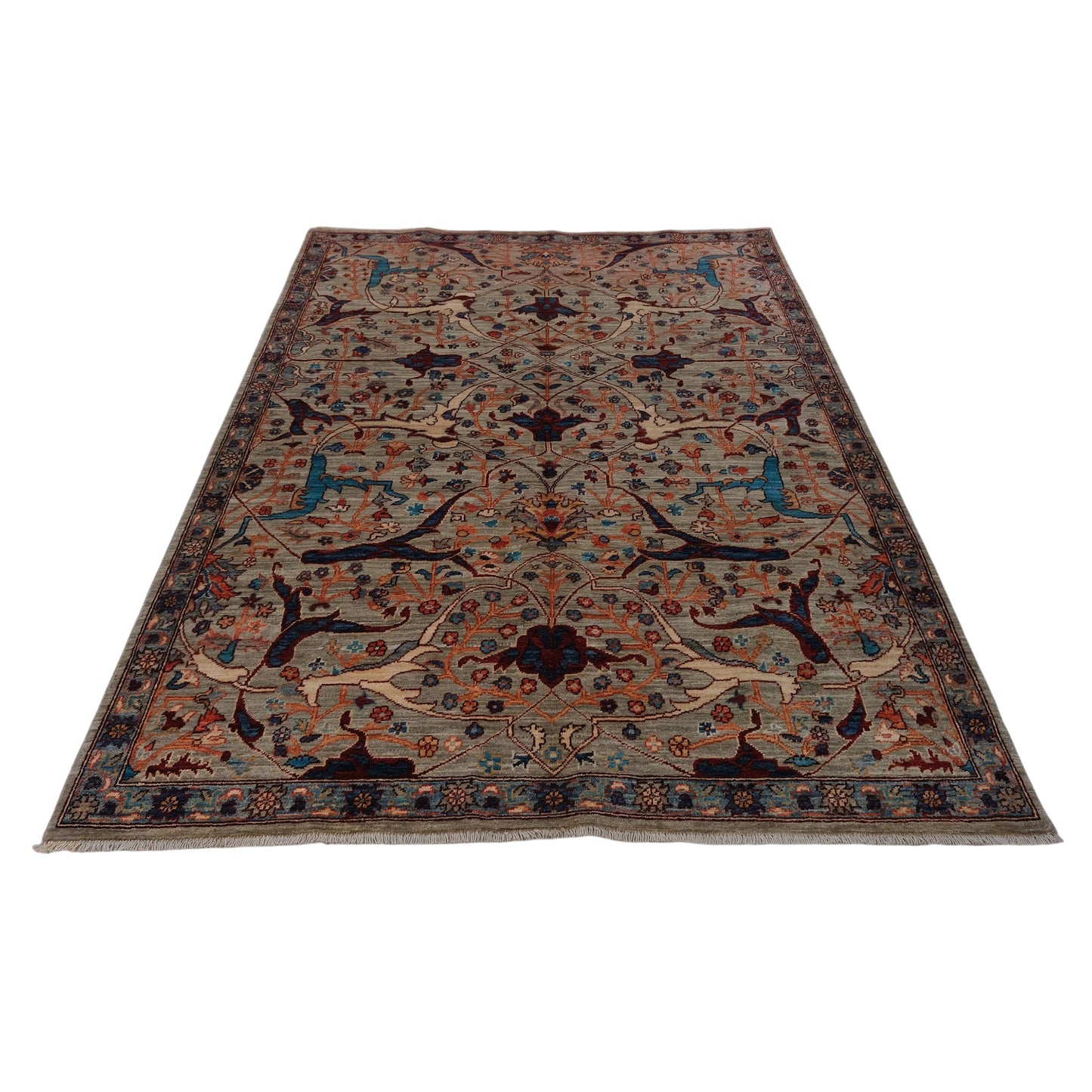 ARYANA ARYAN LIGHT GREEN / NAVY 4'11" X 6'11"