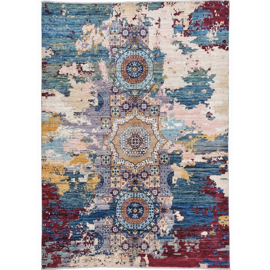 ARYANA ARYAN LIGHT BLUE / RED 4'11" X 6'10"