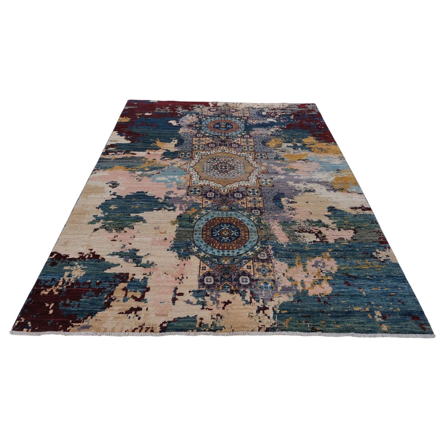 ARYANA ARYAN LIGHT BLUE / RED 4'11" X 6'10"