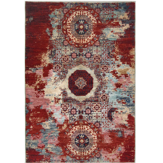 ARYANA ARYAN LIGHT BLUE / RED 3'11" X 5'11"