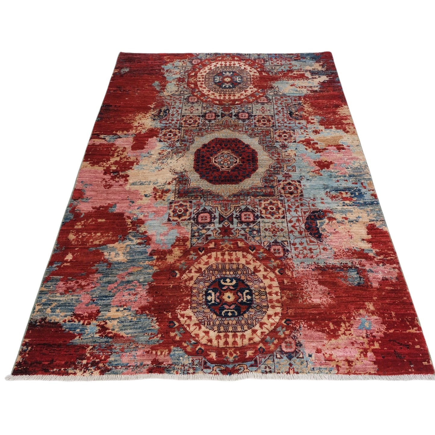 ARYANA ARYAN LIGHT BLUE / RED 3'11" X 5'11"