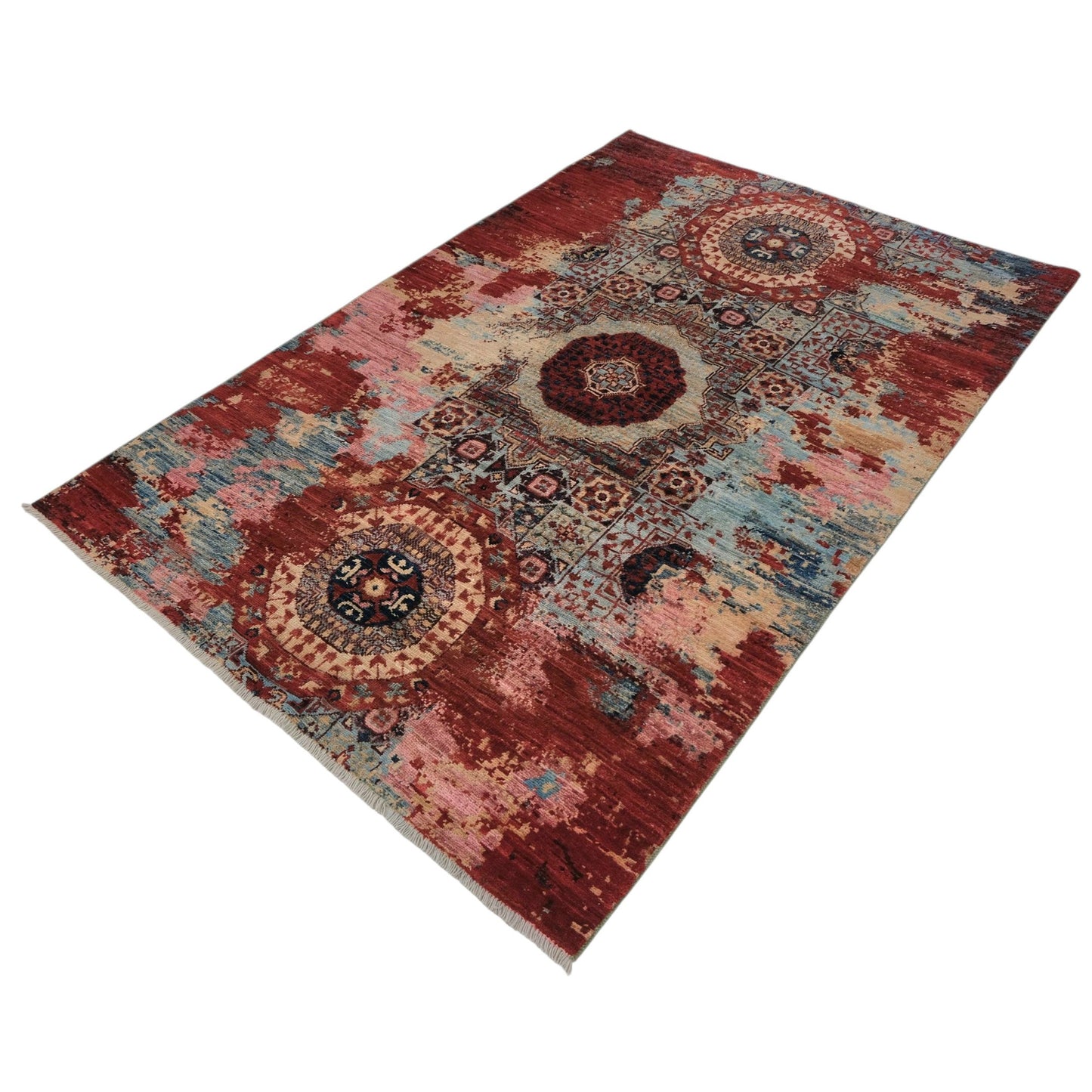 ARYANA ARYAN LIGHT BLUE / RED 3'11" X 5'11"
