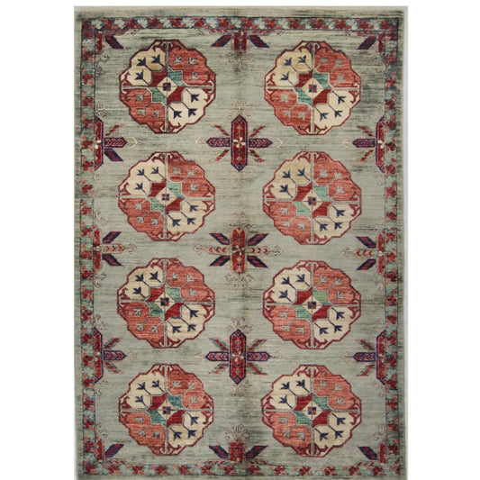 ARYANA ARYAN LIGHT GREEN / RED 3'9" X 5'8"
