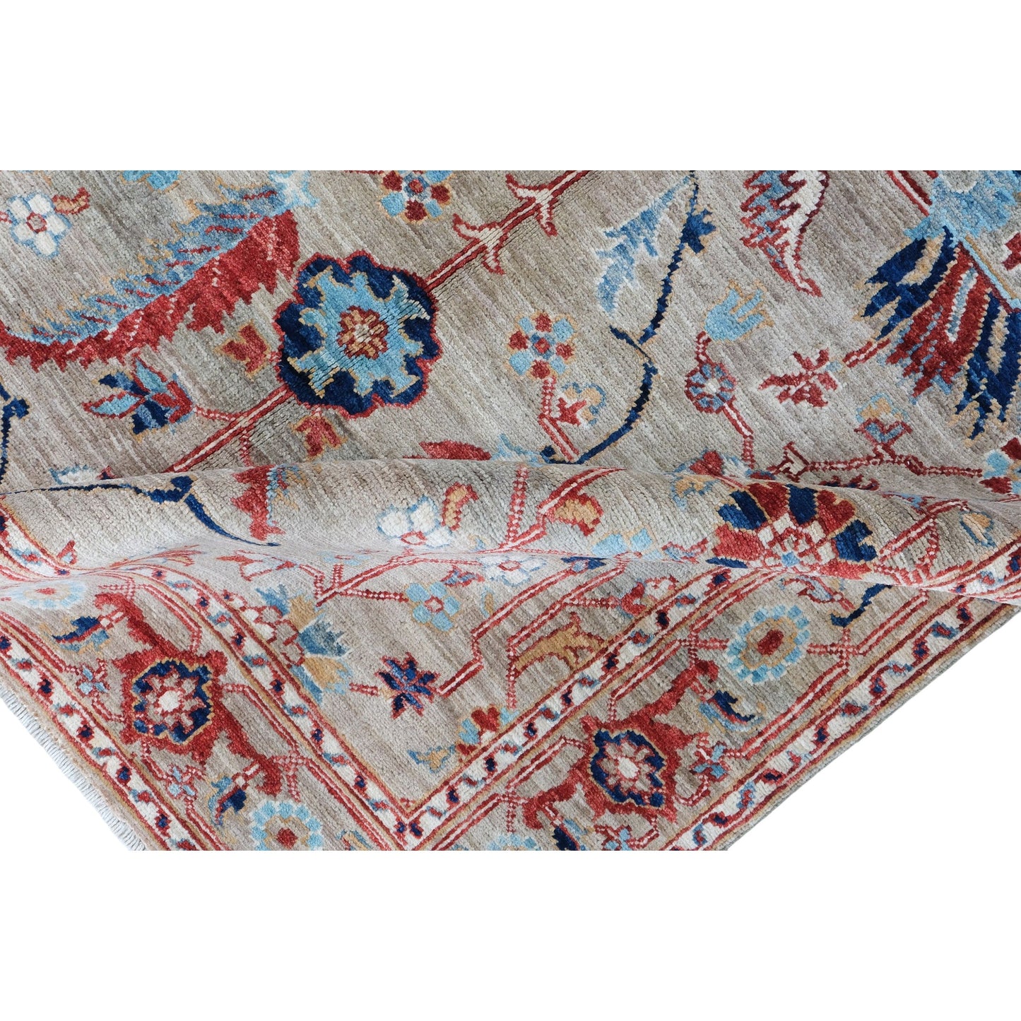 ARYANA ARYAN LIGHT GREEN / RED 4'2" X 5'10"