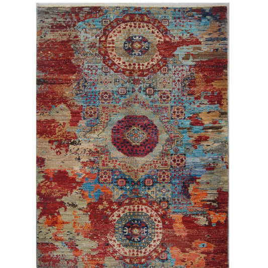 ARYANA ARYAN LIGHT BLUE / RED 4'1" X 5'10"