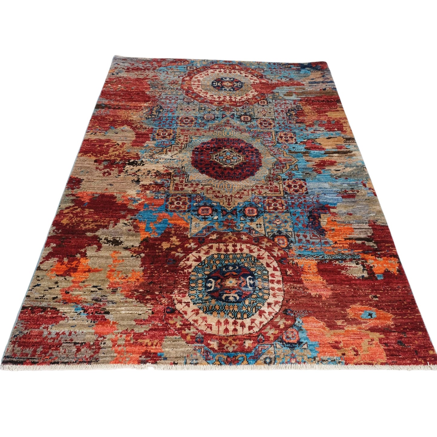 ARYANA ARYAN LIGHT BLUE / RED 4'1" X 5'10"