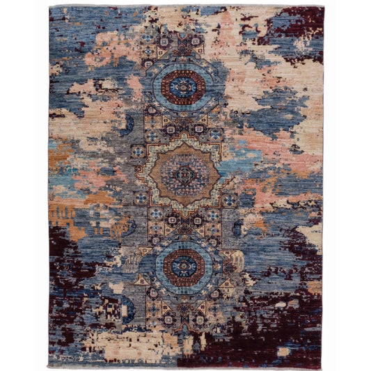 ARYANA ARYAN LIGHT BLUE / RED 4'11" X 6'3"