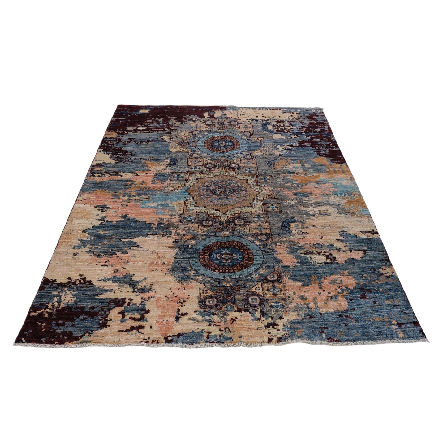 ARYANA ARYAN LIGHT BLUE / RED 4'11" X 6'3"
