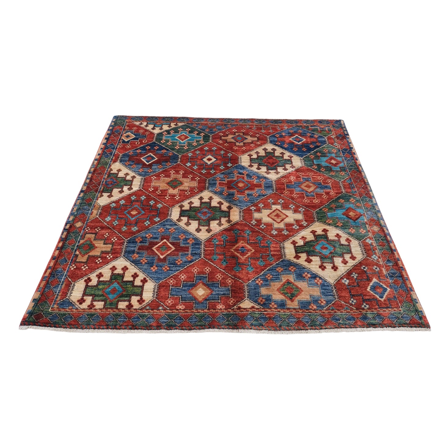 ARYANA ARYAN RED / NAVY 4'10" X 4'11"