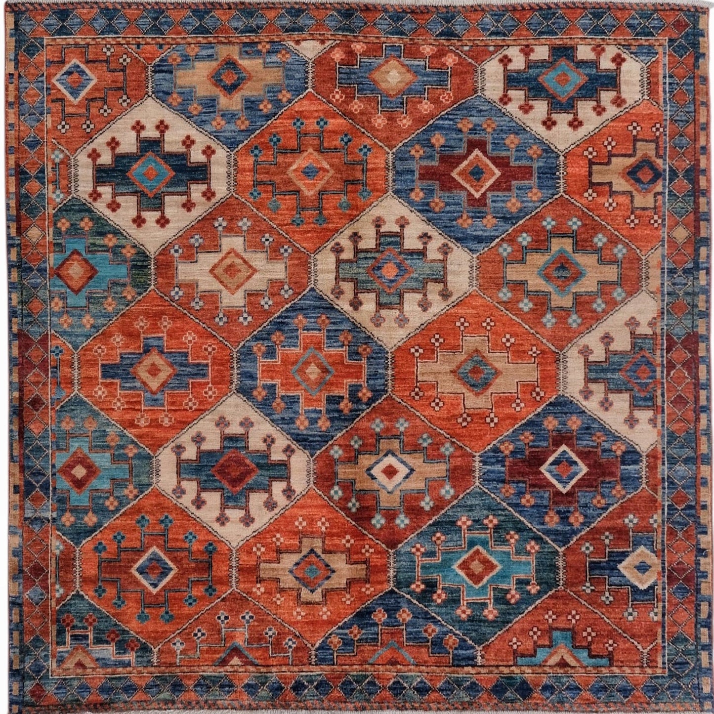 ARYANA ARYAN RED / NAVY 4'10" X 4'10"