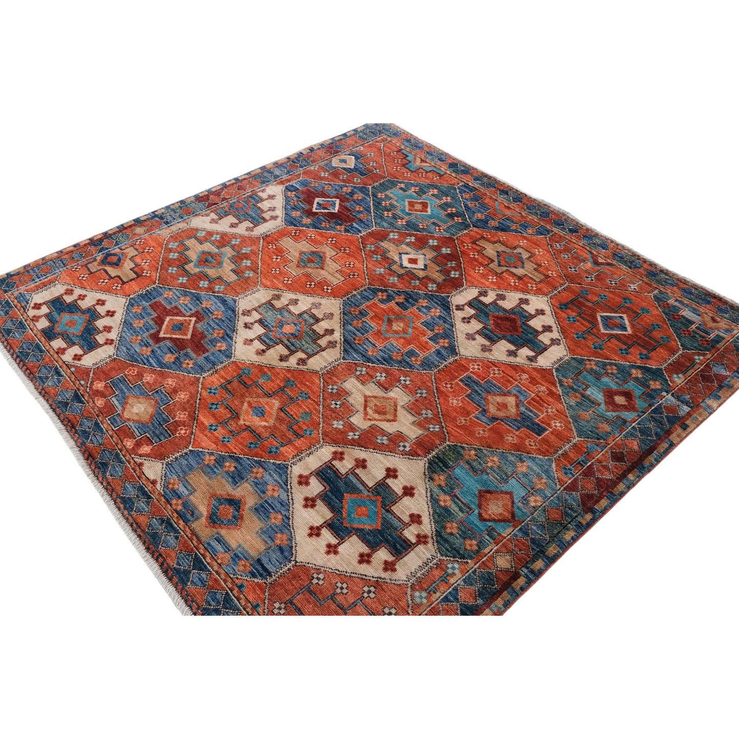 ARYANA ARYAN RED / NAVY 4'10" X 4'10"