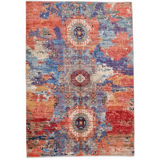 ARYANA ARYAN LIGHT BLUE / RED 4'10" X 6'10"