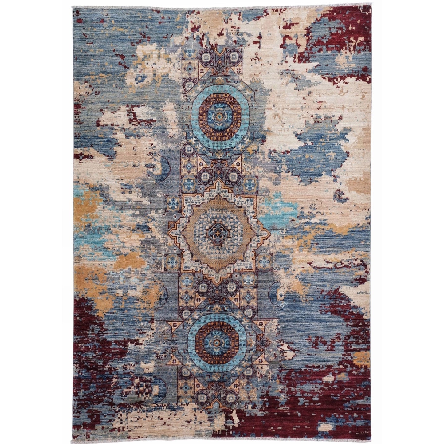 ARYANA ARYAN LIGHT BLUE / RED 4'11" X 6'10"