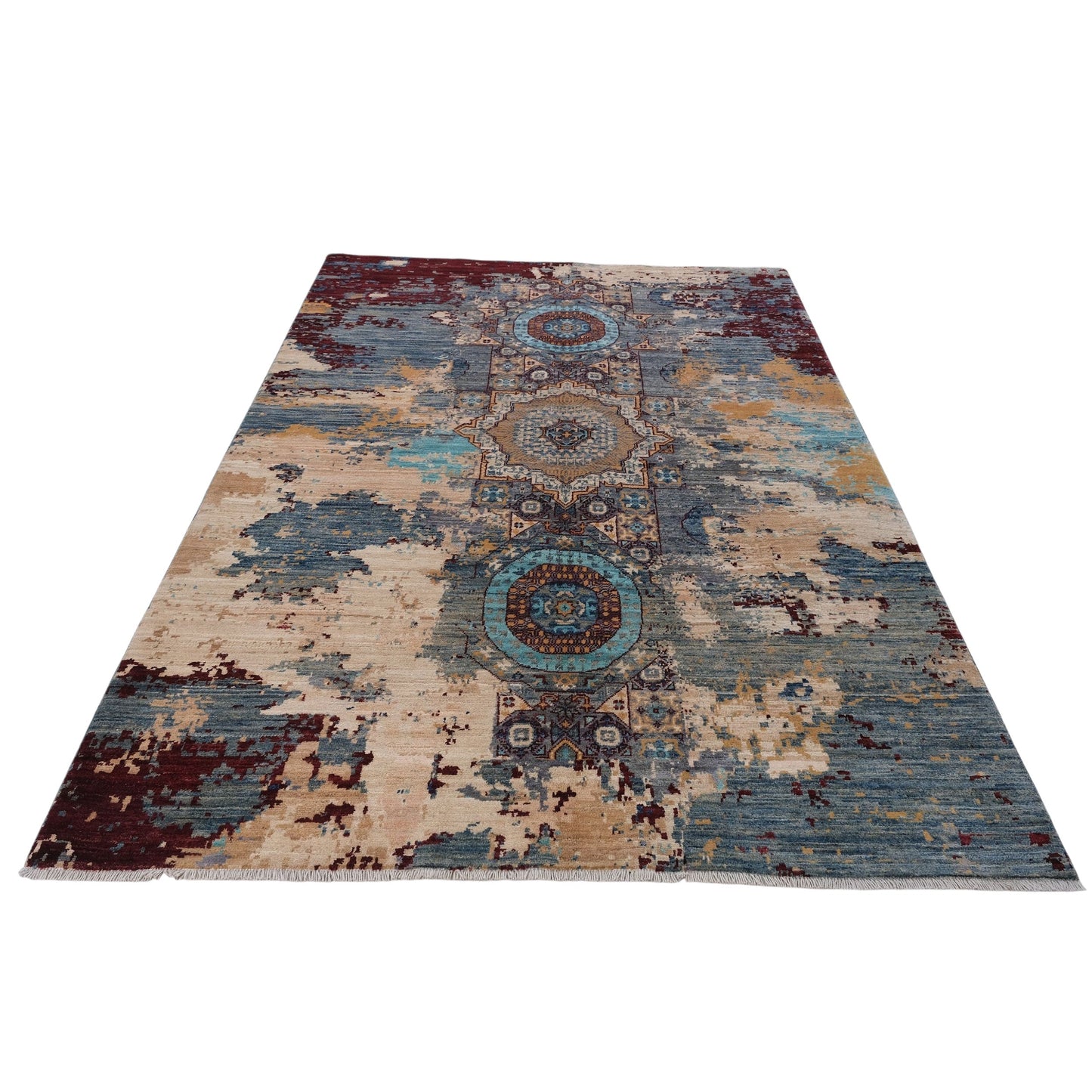 ARYANA ARYAN LIGHT BLUE / RED 4'11" X 6'10"