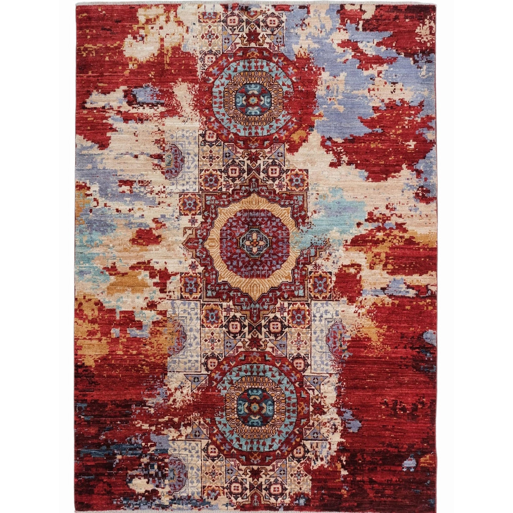 ARYANA ARYAN LIGHT BLUE / RED 4'11" X 6'8"