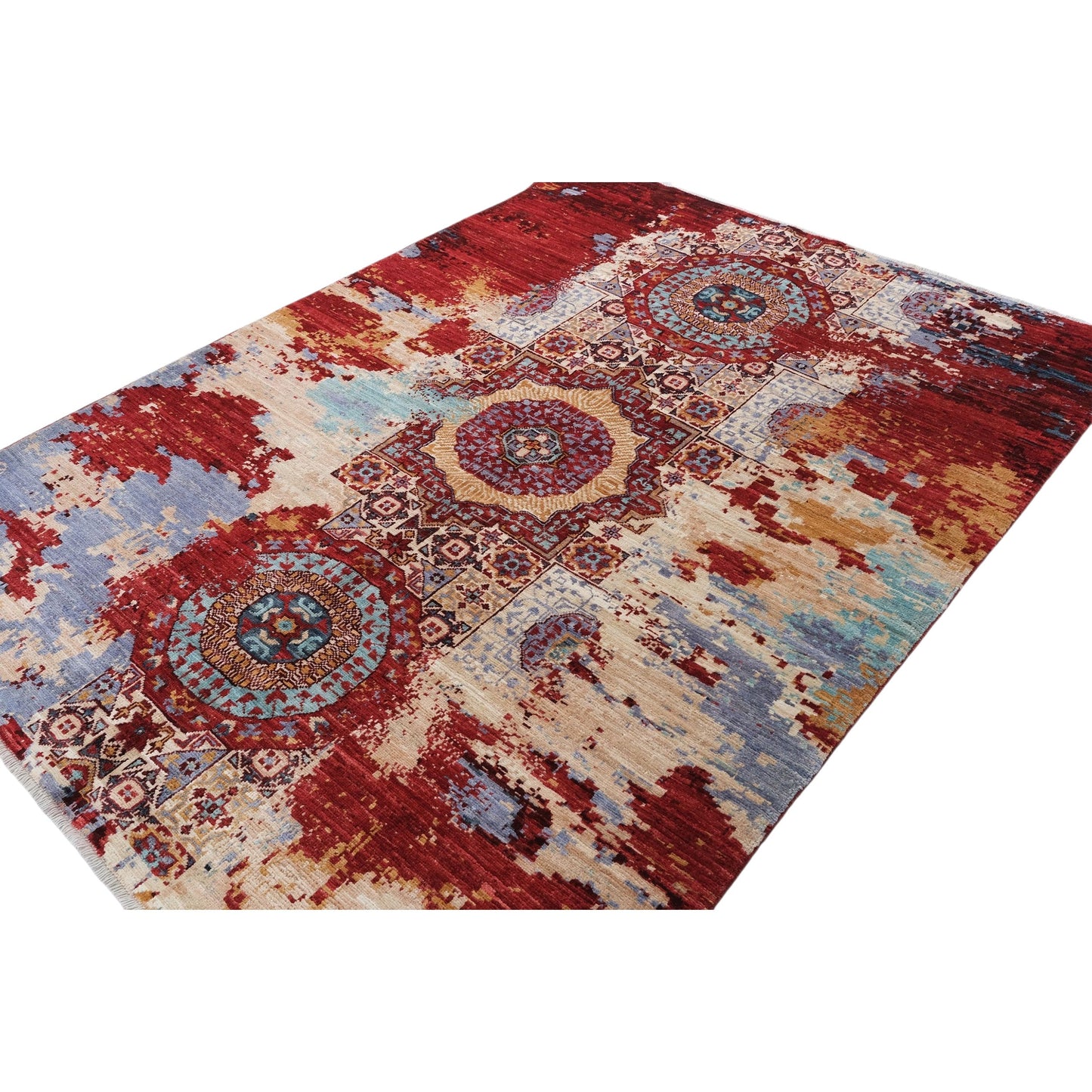 ARYANA ARYAN LIGHT BLUE / RED 4'11" X 6'8"