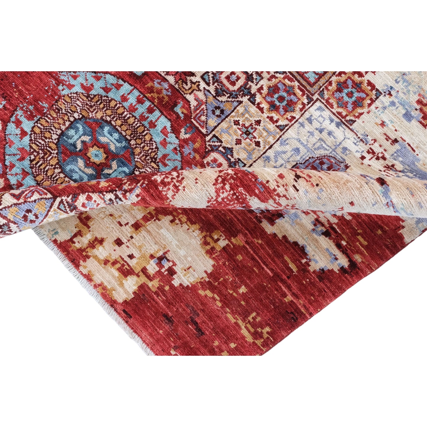 ARYANA ARYAN LIGHT BLUE / RED 4'11" X 6'8"