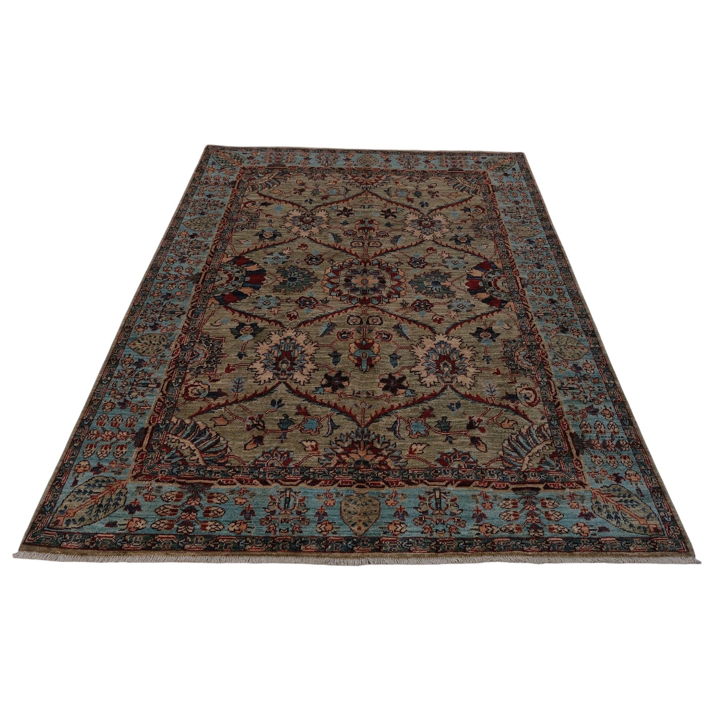 ARYANA ARYAN LIGHT GREEN / LIGHT BLUE 4'11" X 6'6"