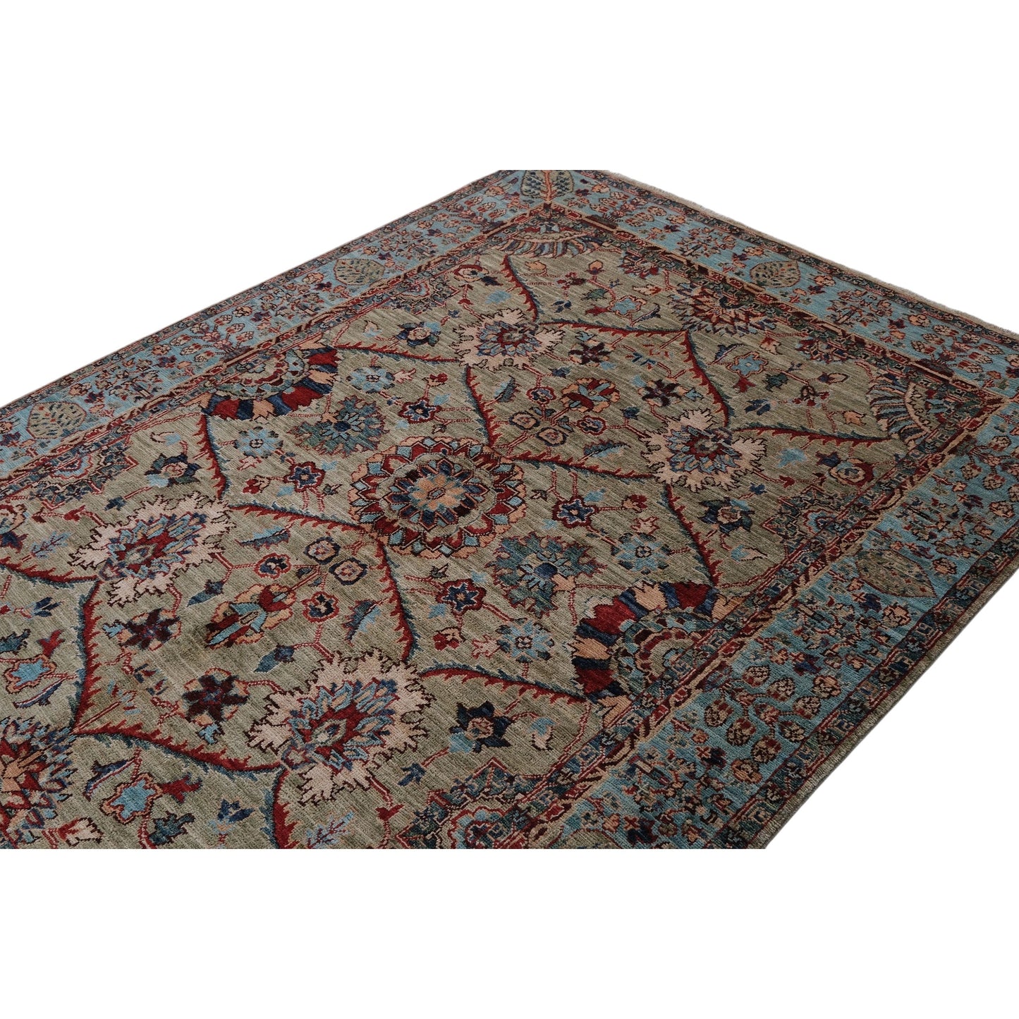 ARYANA ARYAN LIGHT GREEN / LIGHT BLUE 4'11" X 6'6"