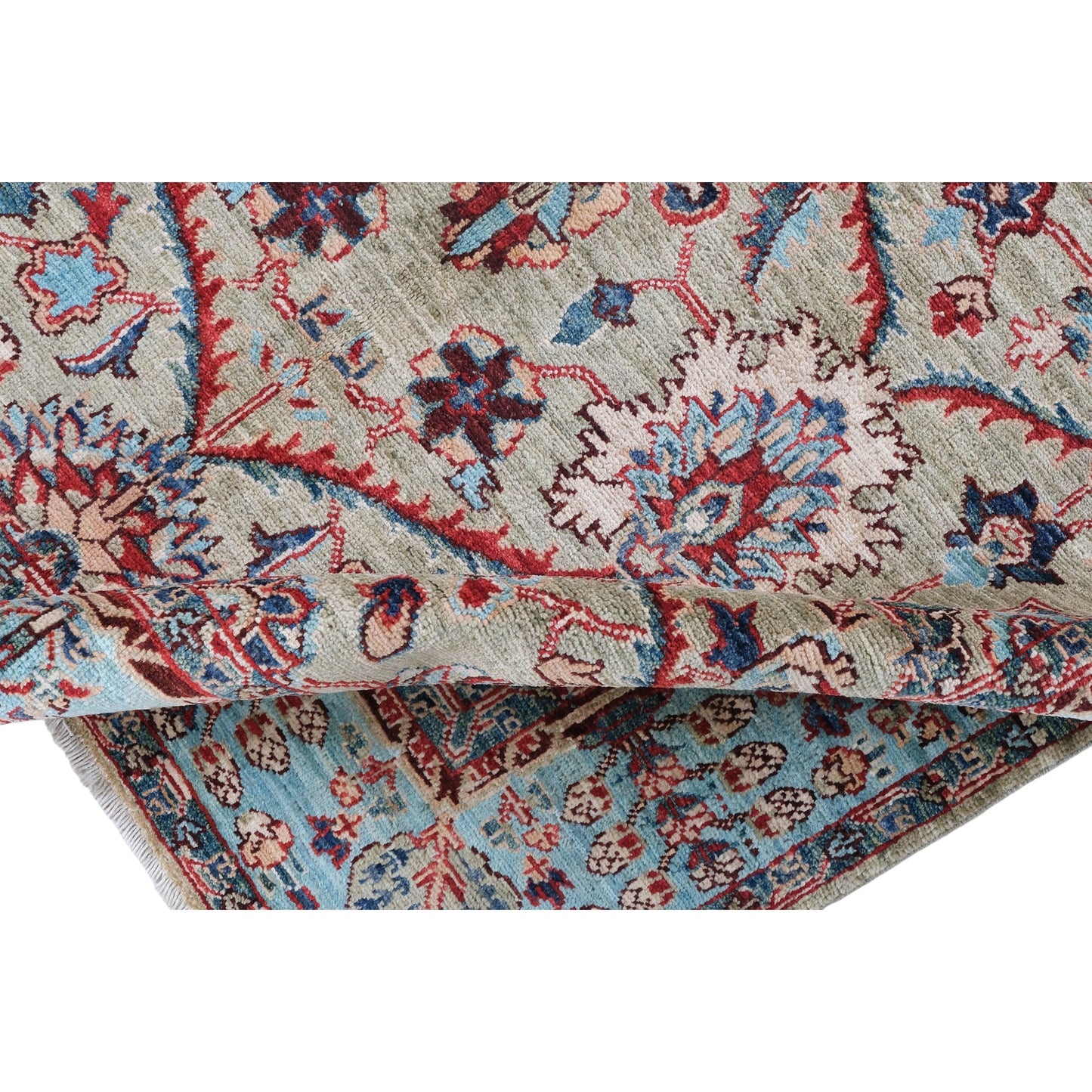 ARYANA ARYAN LIGHT GREEN / LIGHT BLUE 4'11" X 6'6"