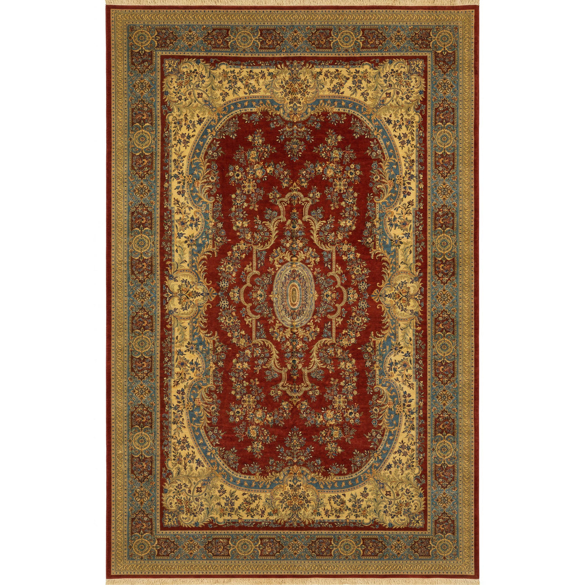 ANTIQUE PERSIAN FINE KIRMAN ROSE / BLUE 11'7" X 20'3"