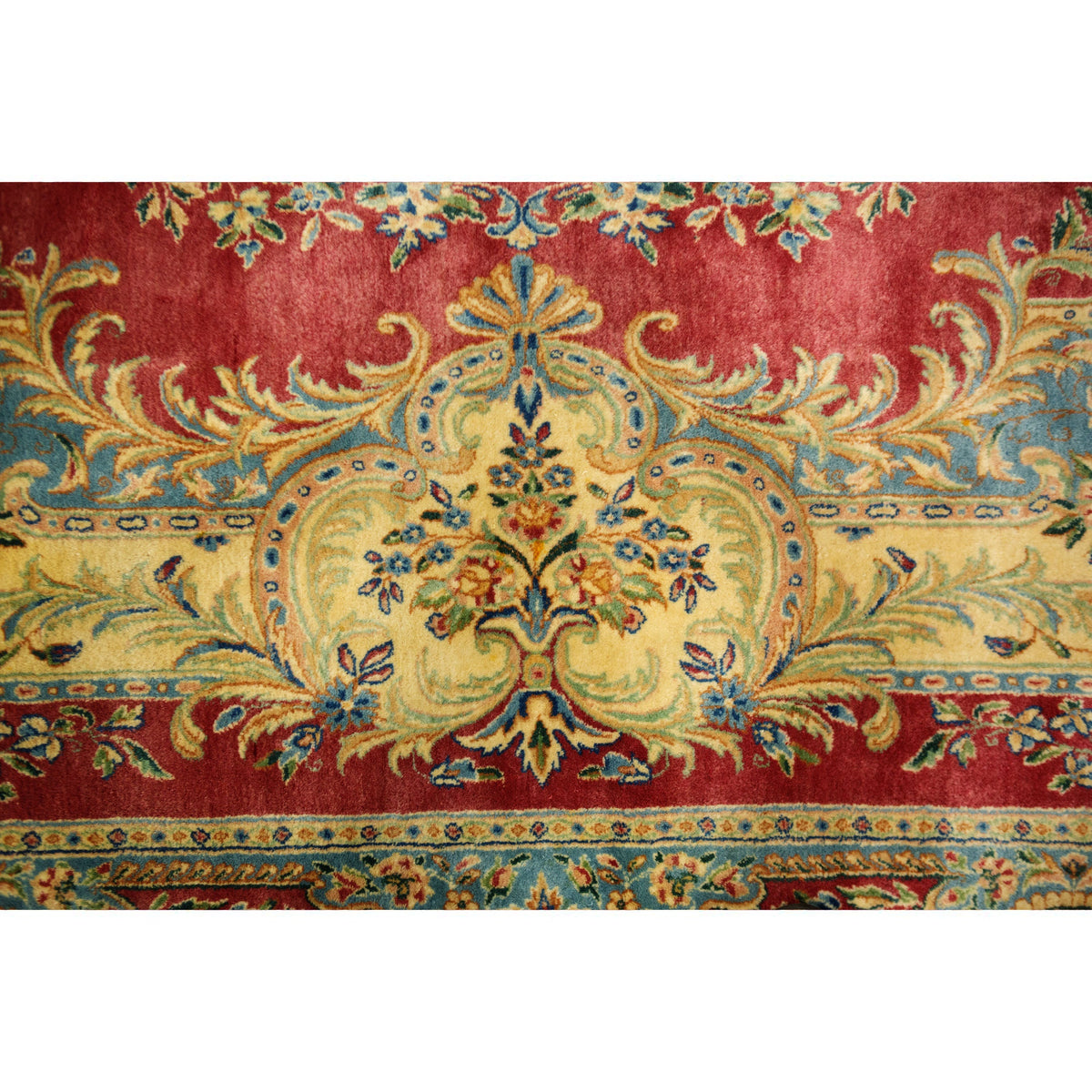 ANTIQUE PERSIAN FINE KIRMAN ROSE / BLUE 11'7" X 20'3"