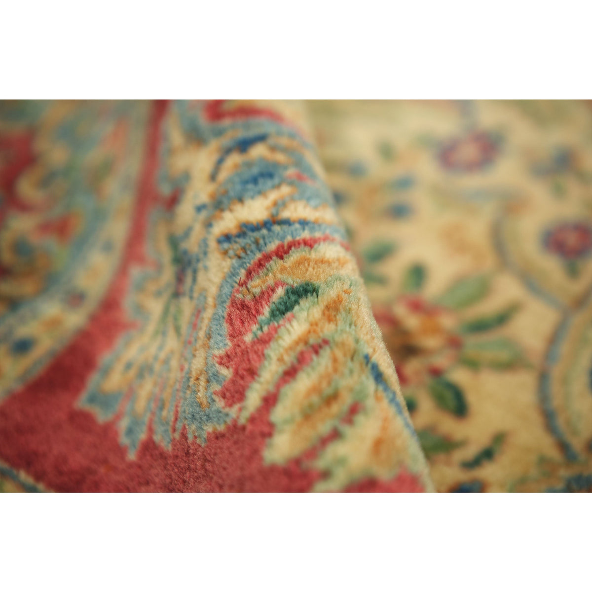 ANTIQUE PERSIAN FINE KIRMAN ROSE / BLUE 11'7" X 20'3"