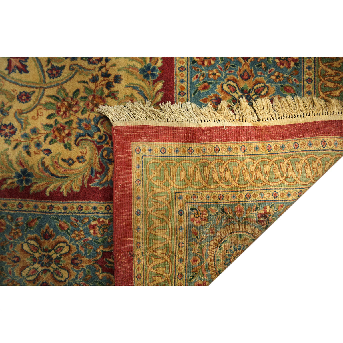 ANTIQUE PERSIAN FINE KIRMAN ROSE / BLUE 11'7" X 20'3"