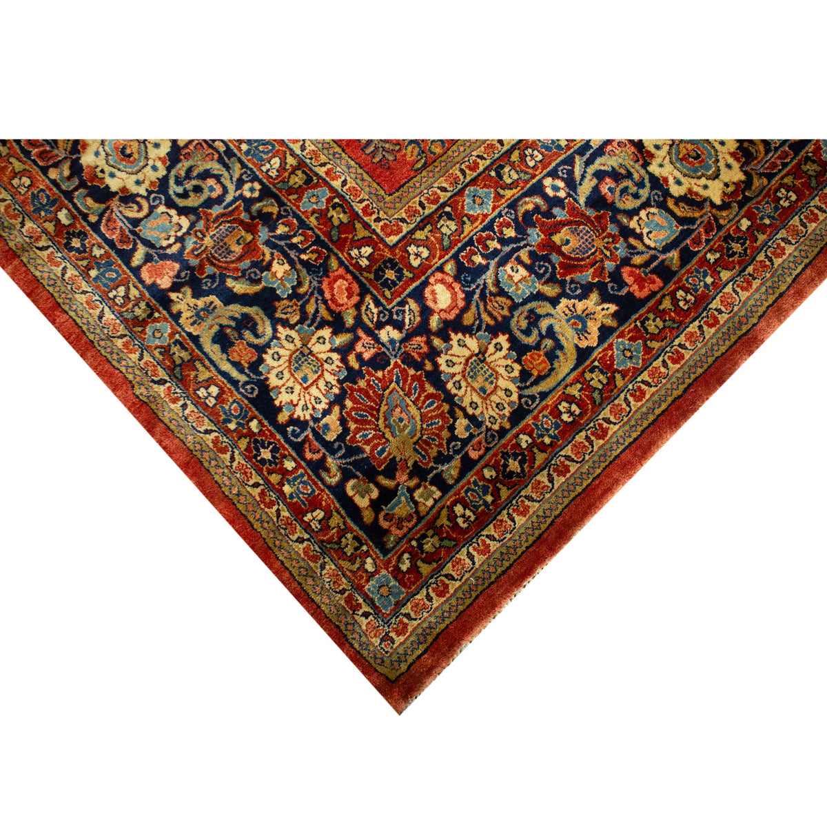 ANTIQUE PERSIAN FINE SAROUK RED / NAVY  10'11" X 16'8"