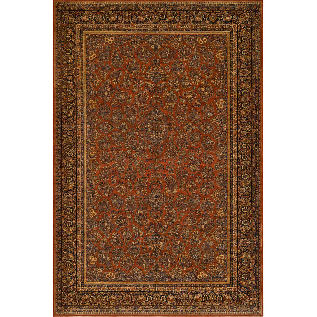 ANTIQUE PERSIAN FINE SAROUK RED / NAVY 12'2" X 14'3"