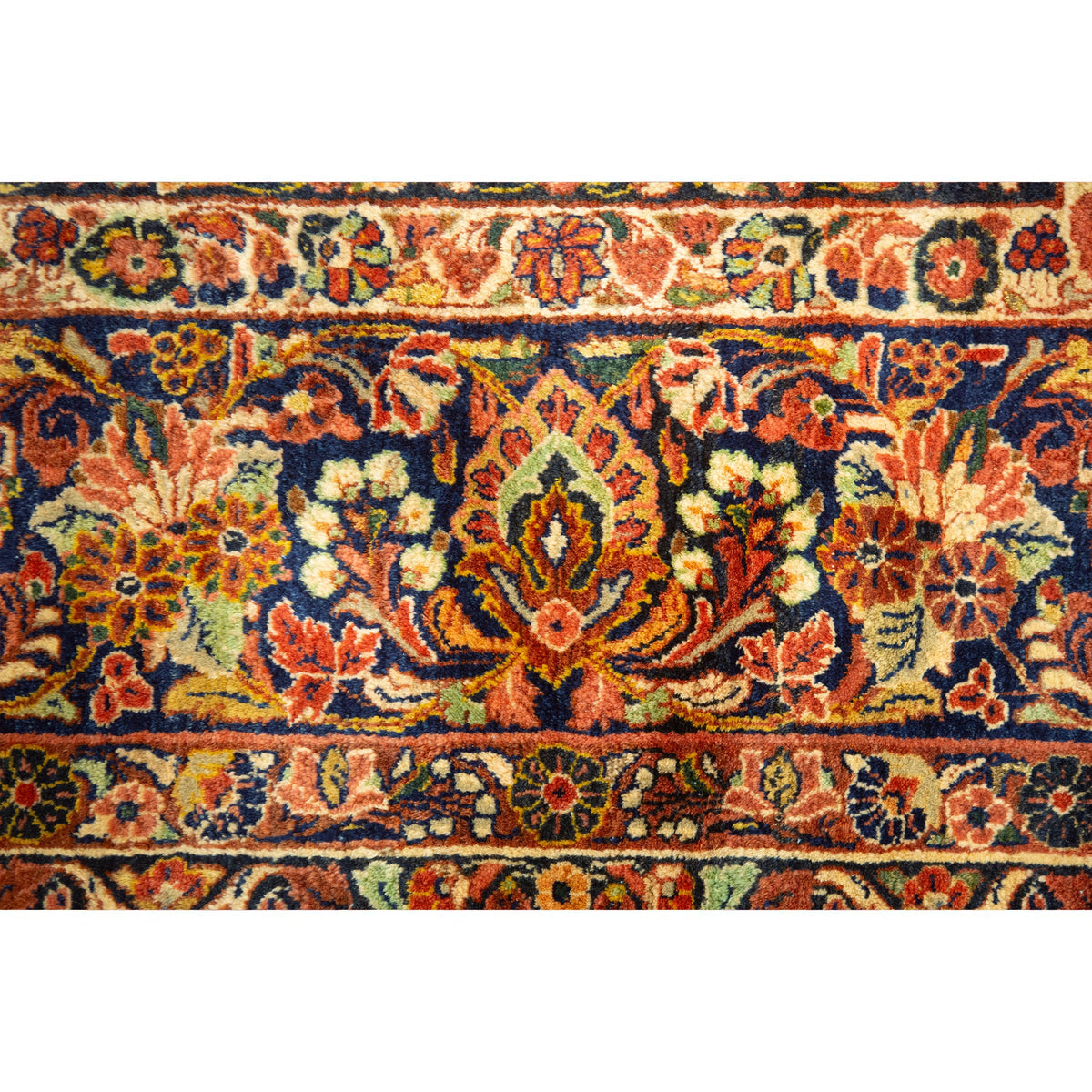 ANTIQUE PERSIAN FINE SAROUK RED / NAVY 12'2" X 14'3"