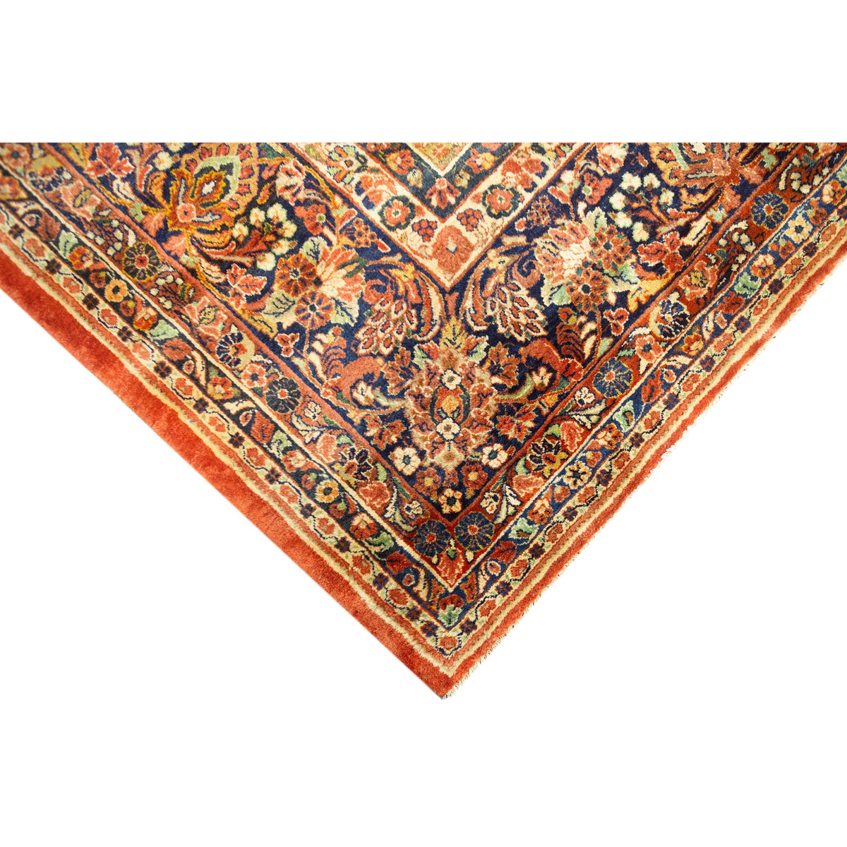 ANTIQUE PERSIAN FINE SAROUK RED / NAVY 12'2" X 14'3"