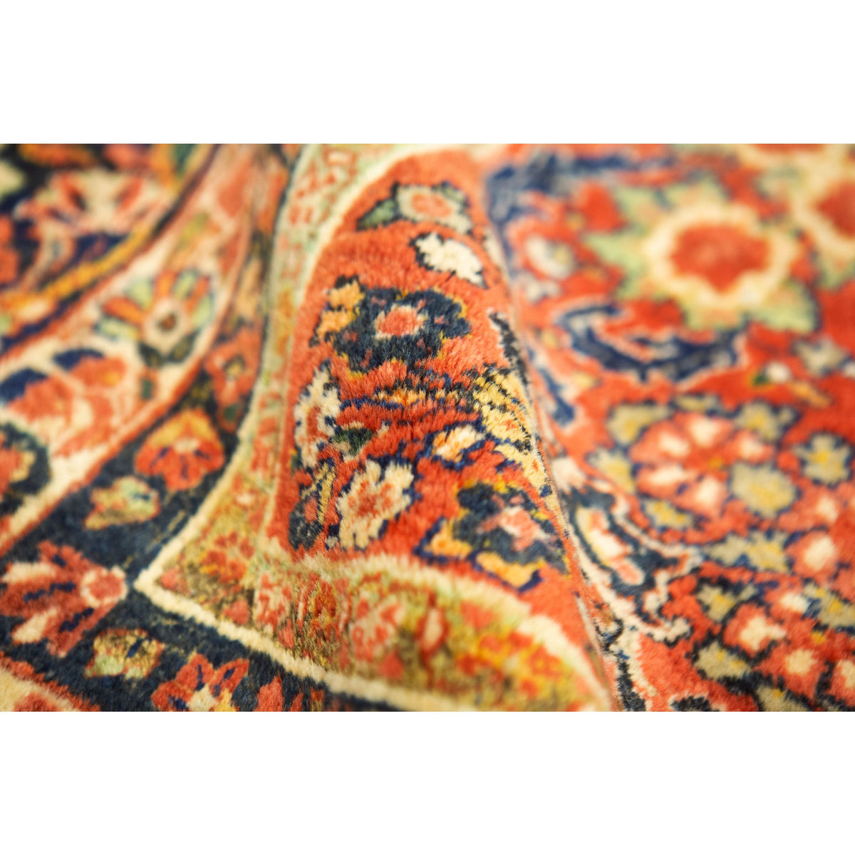ANTIQUE PERSIAN FINE SAROUK RED / NAVY 12'2" X 14'3"