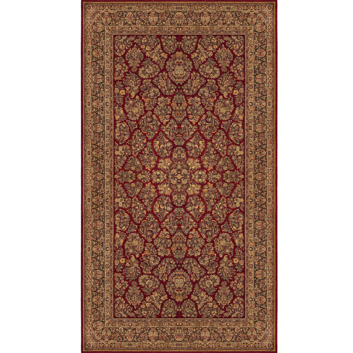 ANTIQUE PERSIAN FINE SAROUK RED / NAVY  10' X 19'10"
