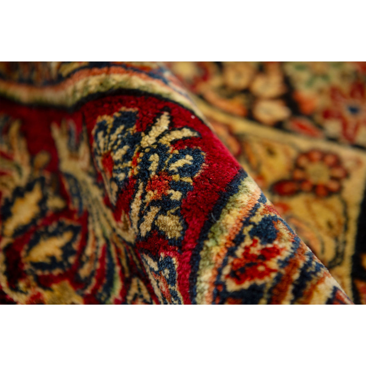 ANTIQUE PERSIAN FINE SAROUK RED / NAVY  10' X 19'10"