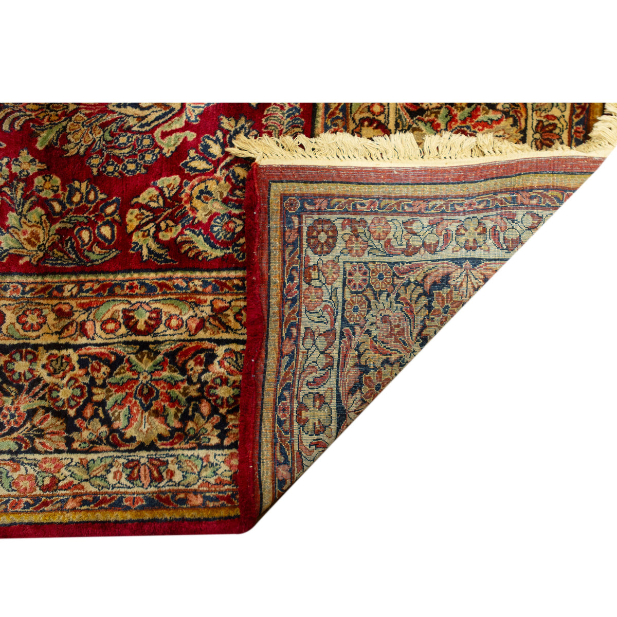 ANTIQUE PERSIAN FINE SAROUK RED / NAVY  10' X 19'10"