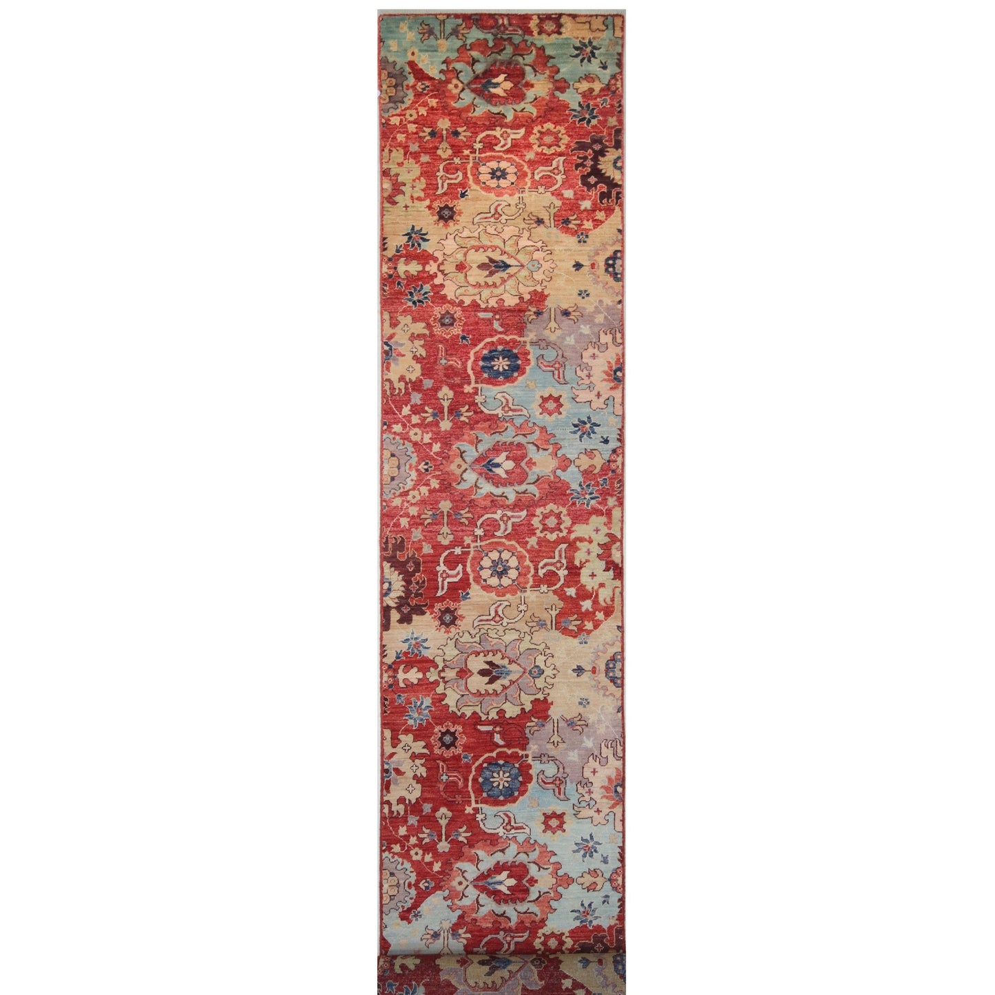ARYANA ARYAN LIGHT BLUE / RED 2'6" X 22'6"