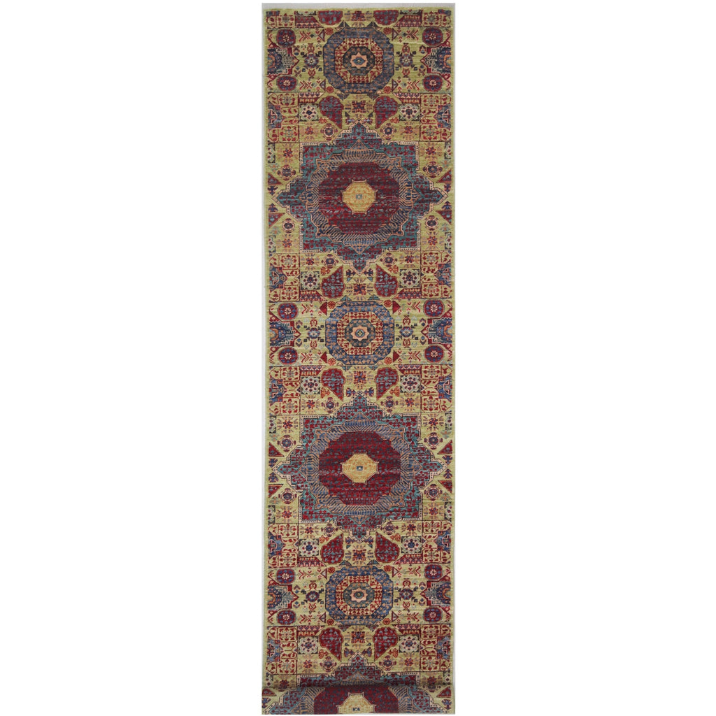 ARYANA ARYAN LIGHT GREEN / RED 2'7" X 13'3"