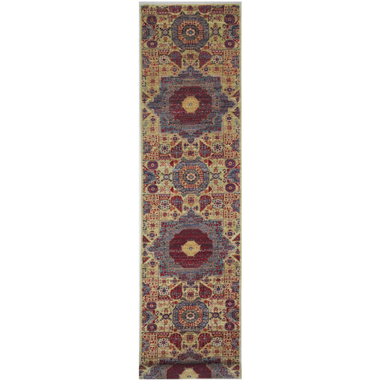 ARYANA ARYAN LIGHT GREEN / RED 2'7" X 13'3"