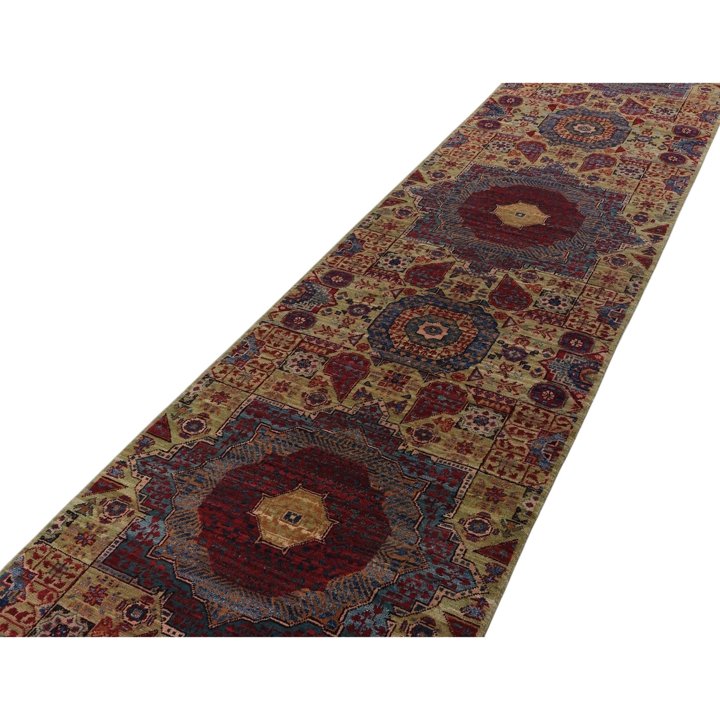 ARYANA ARYAN LIGHT GREEN / RED 2'7" X 13'3"