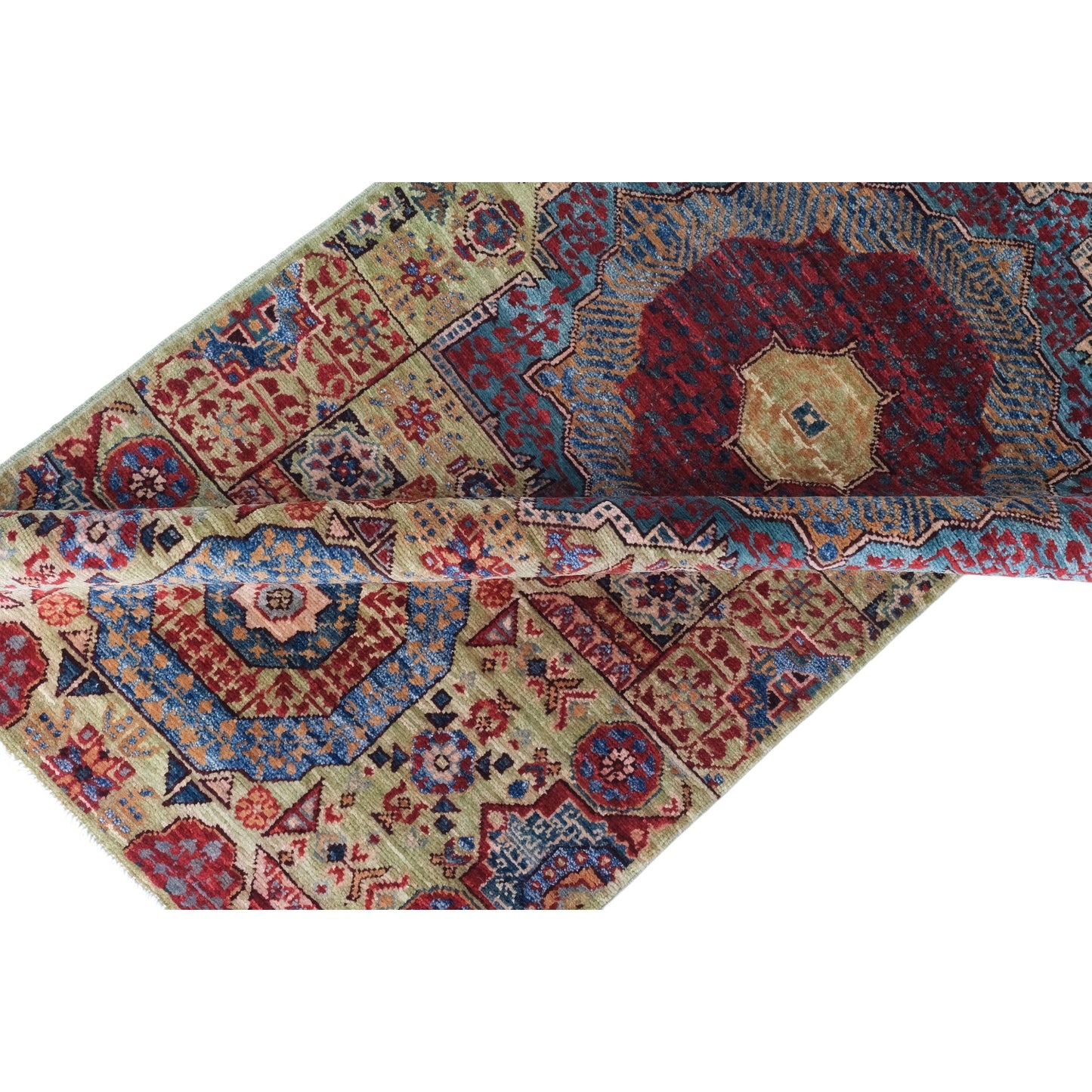 ARYANA ARYAN LIGHT GREEN / RED 2'7" X 13'3"