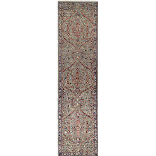 ARYANA ARYAN LIGHT GREEN / NAVY 2'6" X 9'11"