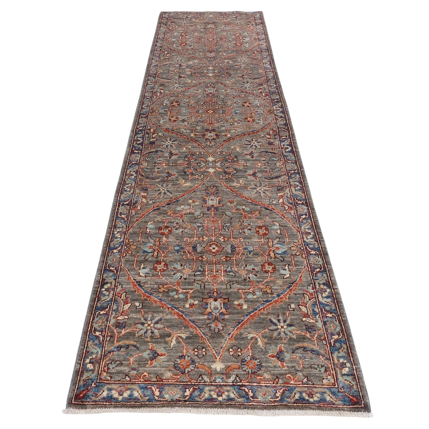 ARYANA ARYAN LIGHT GREEN / NAVY 2'6" X 9'11"